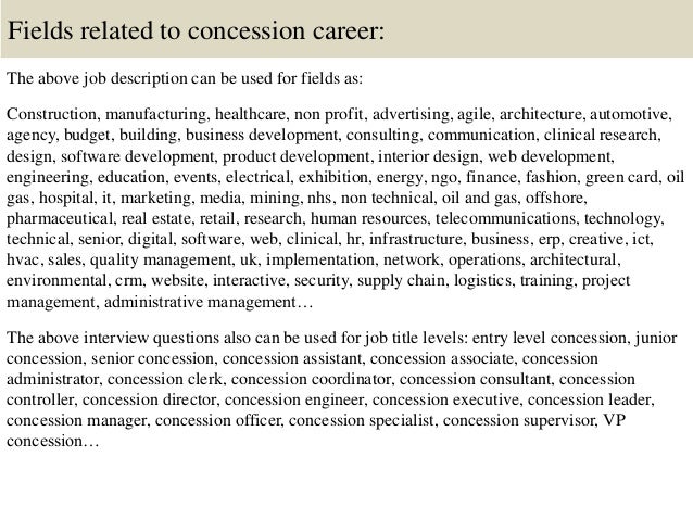 Top 10 concession interview questions and answers