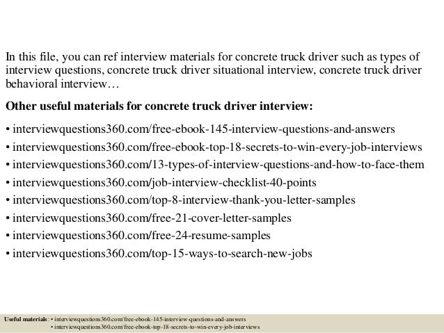 Top 10 concrete truck driver interview questions and answers