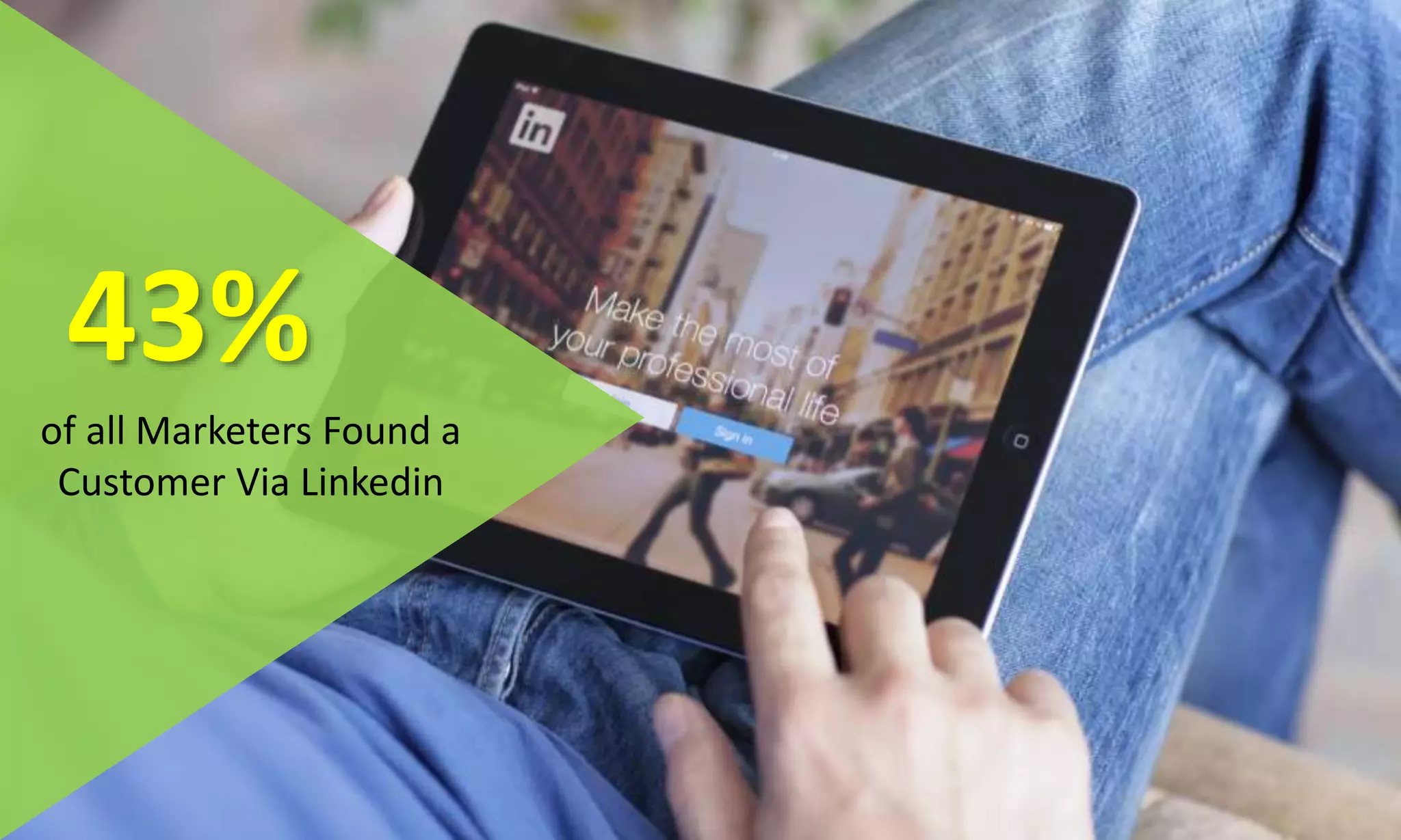 43%
of all Marketers Found a
Customer Via Linkedin
 