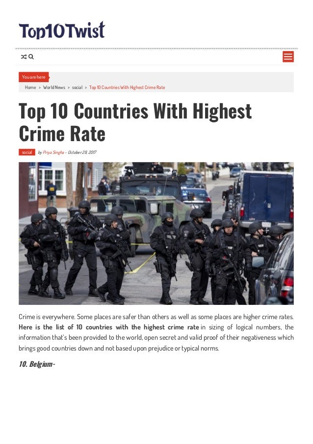 Top 10 countries with highest crime rate