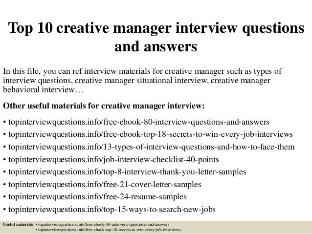 Top 10 Creative Manager Interview Questions And Answers