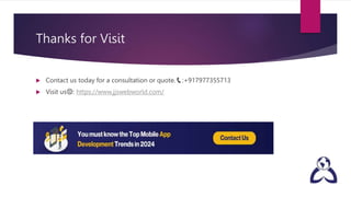 Thanks for Visit
 Contact us today for a consultation or quote.📞:+917977355713
 Visit us🌐: https://www.jjswebworld.com/
 