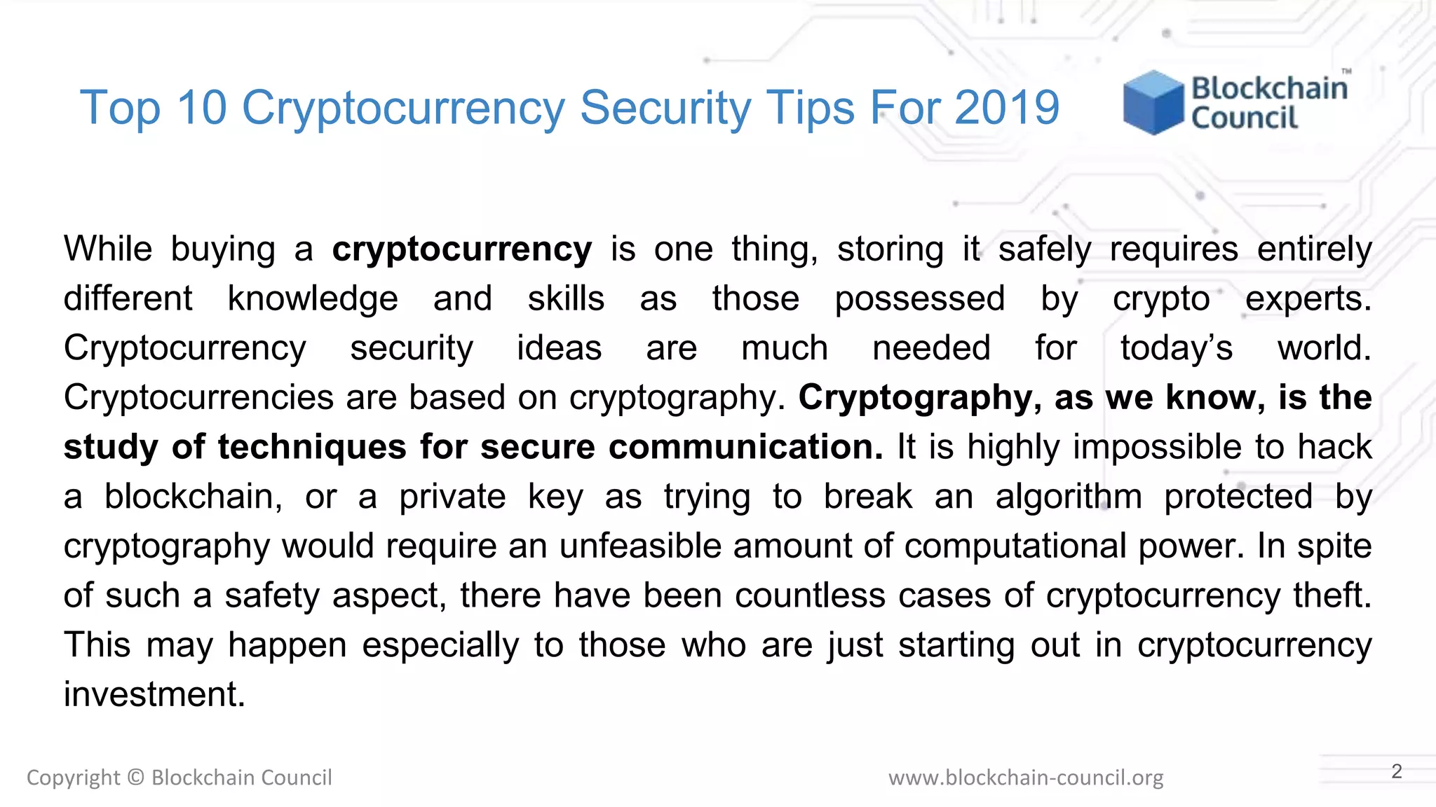Top 10 cryptocurrency security tips for 2019 | PPTX