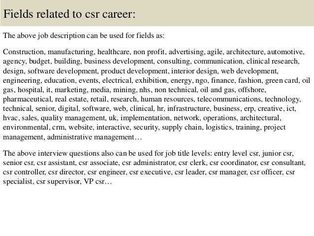 Top 10 csr interview questions and answers