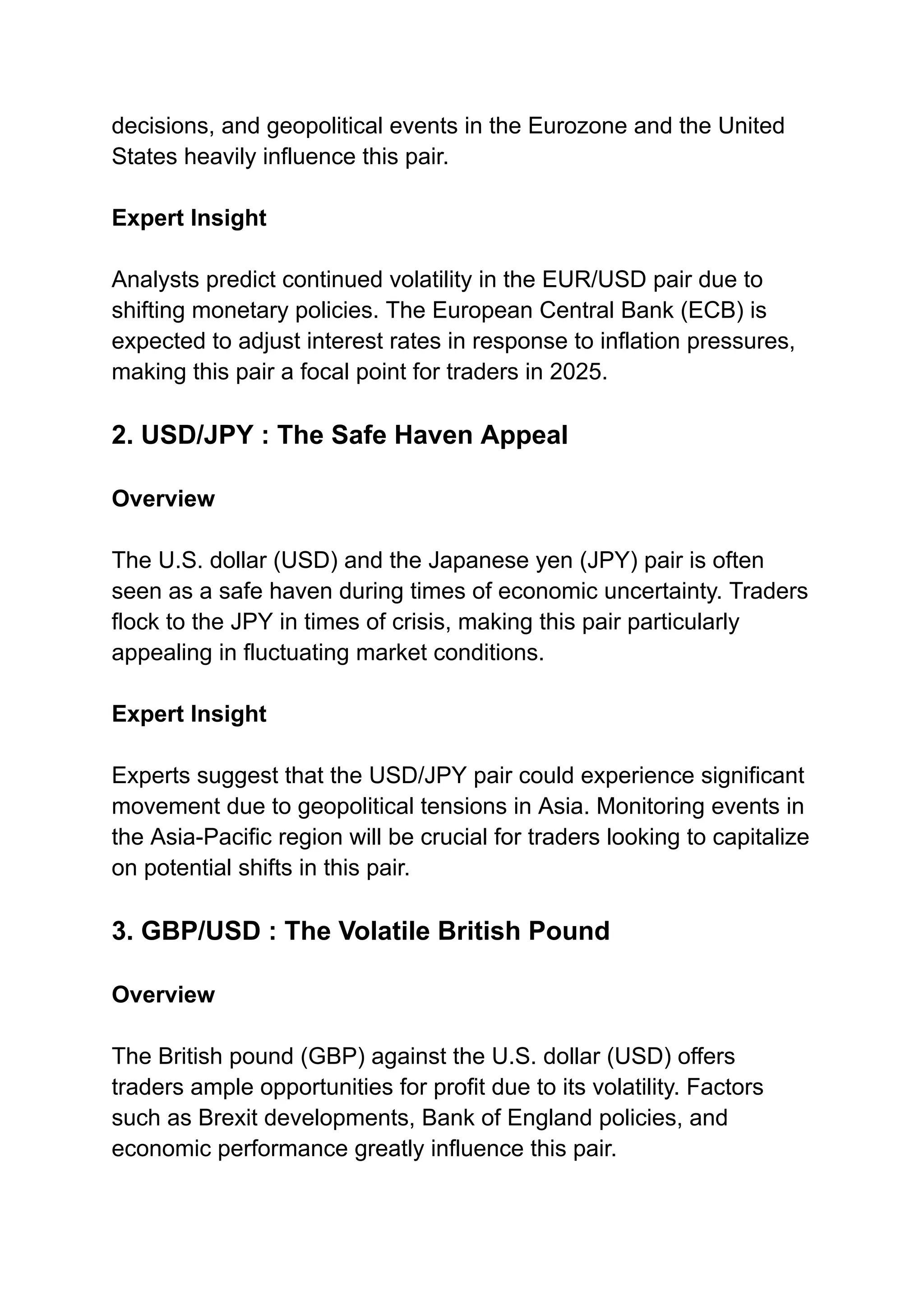 Top 10 Currency Pairs to Watch in 2025 _ Insights from the Experts | PDF