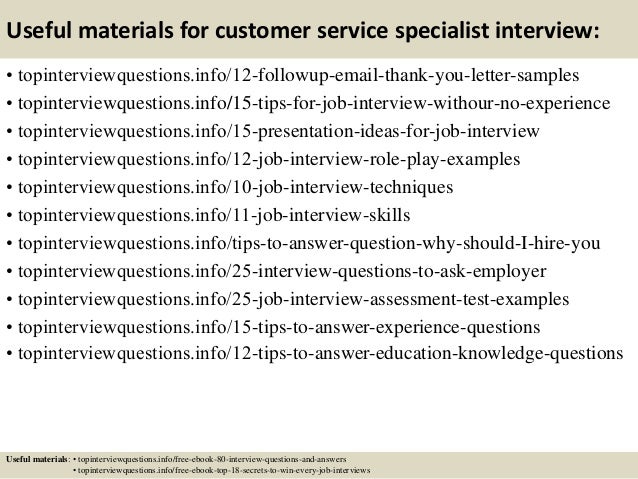 Top 10 customer service specialist interview questions and answers