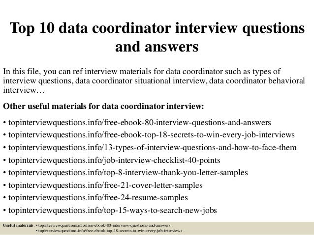 Top 10 data coordinator interview questions and answers