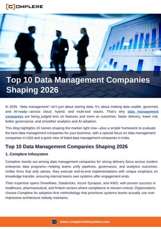 Top 10 Data Management Companies Shaping 2026 | PDF