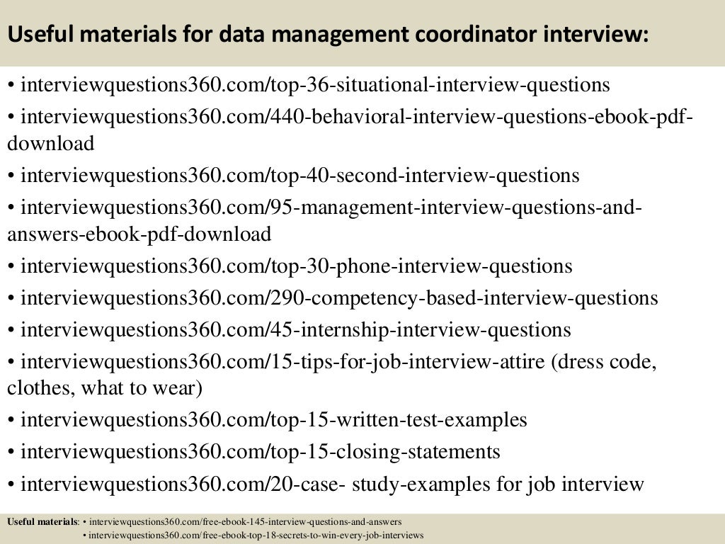 Top 10 Data Management Coordinator Interview Questions And Answers