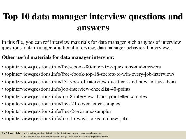Top 10 Data Manager Interview Questions And Answers