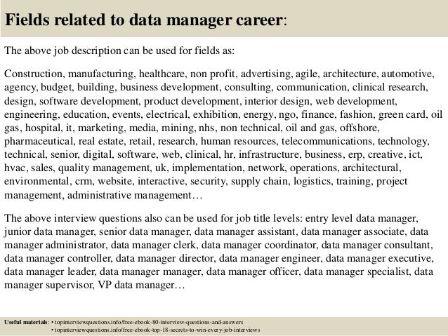 top 10 data manager interview questions and answers job description data manager