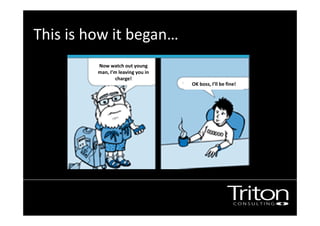 This is how it began… 
Now watch out young 
man, I’m leaving you in 
charge! 
OK boss, I’ll be fine! 
 