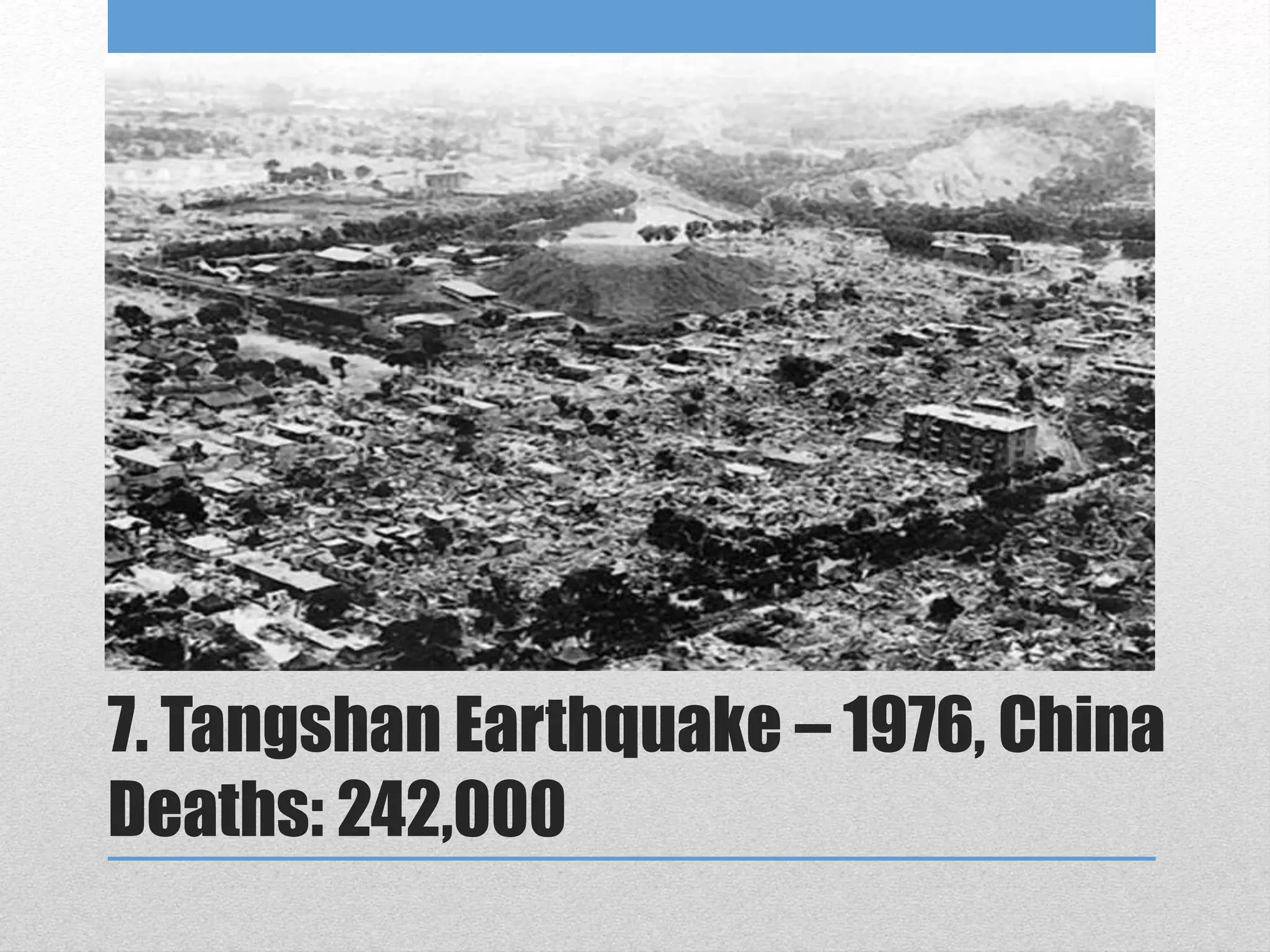 7. Tangshan Earthquake – 1976, China
Deaths: 242,000