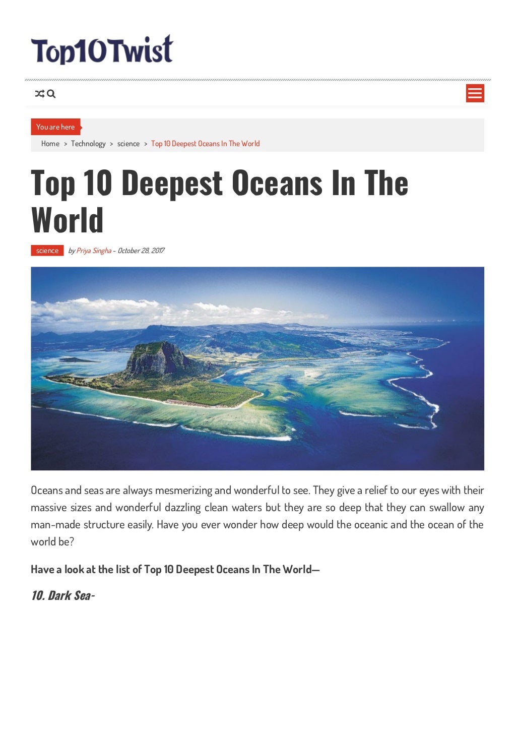 Top 10 deepest oceans in the world