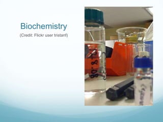 Biochemistry
(Credit: Flickr user tristanf)