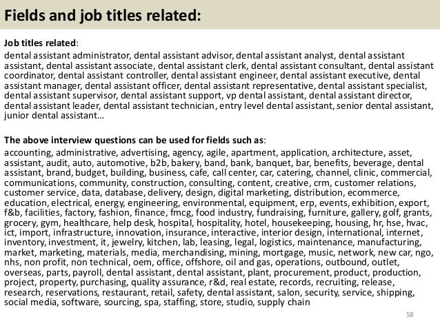 dental assistant questions