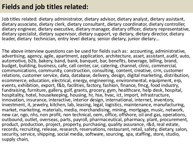 Dietary Aide Job Description
