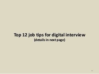 Top 12 job tips for digital interview
(details in next page)
99
 