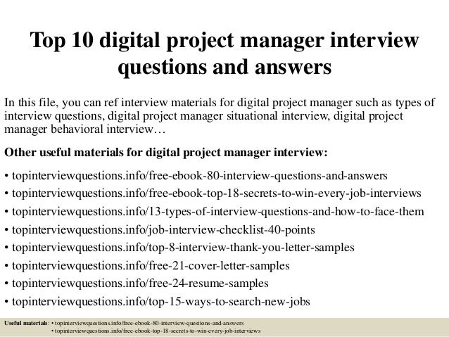 project manager interview questions and answers