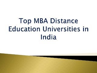 Top Distance MBA Universities in India
