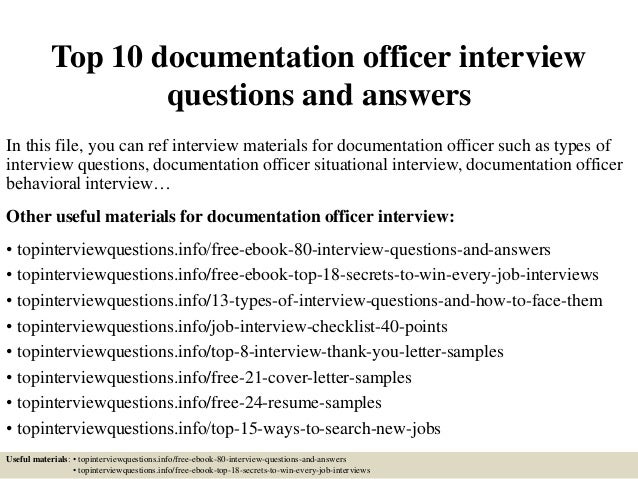 Cover letter for documentation officer