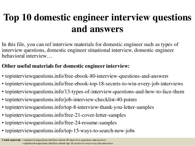 domestic engineer resumes