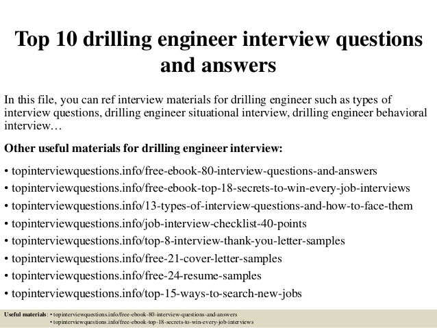top 10 drilling engineer interview questions and answers drilling engineer
