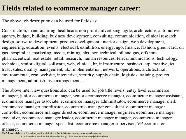 E Commerce Executive Job Description  The Cover Letter For Teacher