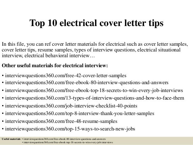 top 10 electrical cover letter tips electrical cover letter