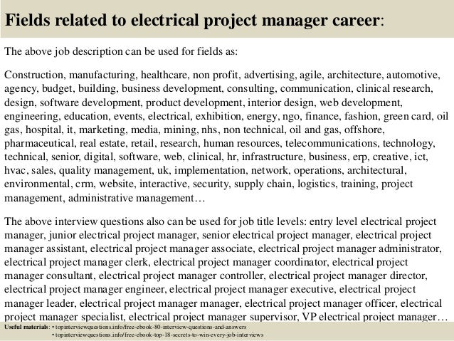 top 10 electrical project manager interview questions and electrical project manager job description