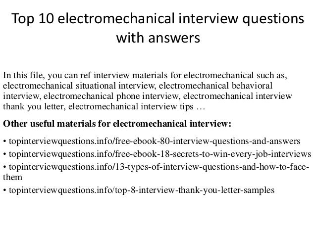 electro mechanical technician resume samples
