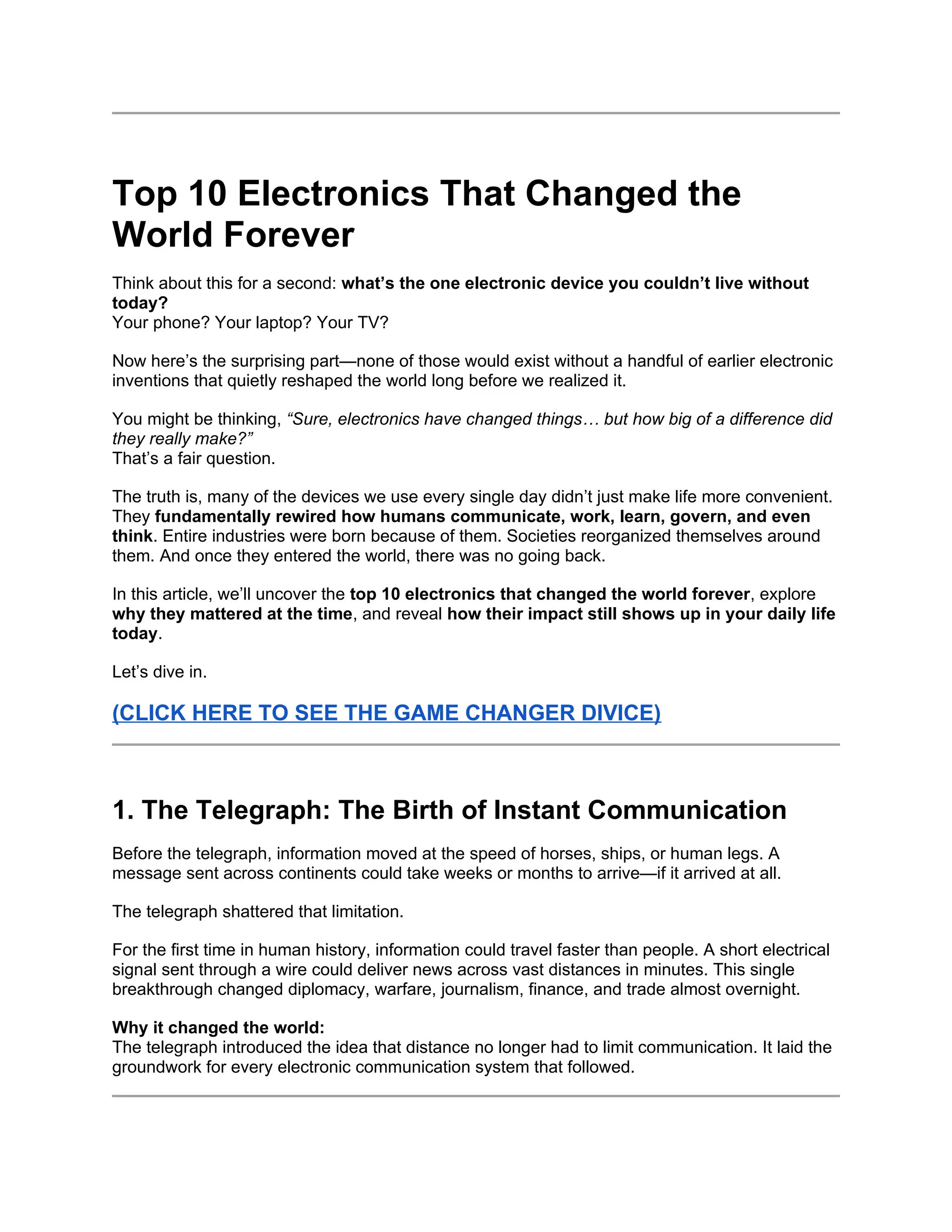 Top 10 Electronics That Changed the World Forever | DOCX