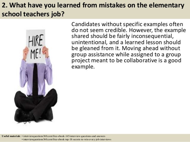Top 10 elementary school teachers interview questions and