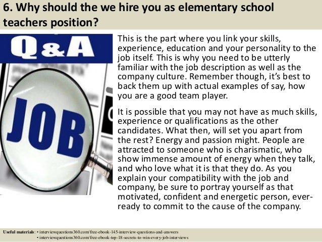 Top 10 elementary school teachers interview questions and