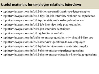 Top 10 employee relations interview questions and answers | PPTX