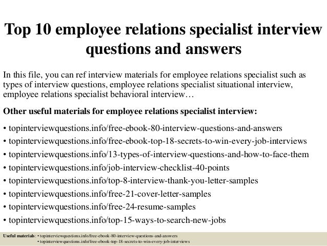Top 10 employee relations specialist interview questions 