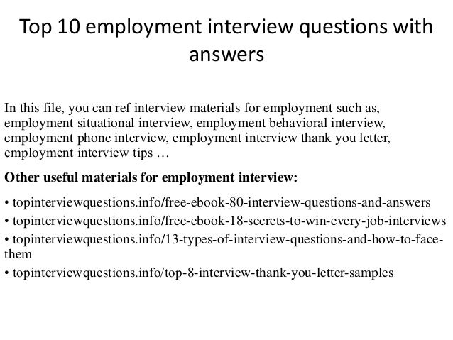 employment questions