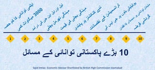 1 2 3 4 5 6 7 8 9 10
10‫مسائل‬ ‫کے‬ ‫توانائی‬ ‫پاکستانی‬ ‫بڑے‬
Sajid Imtiaz: Economic Advisor Shortlisted by British High Commission Islamabad
 