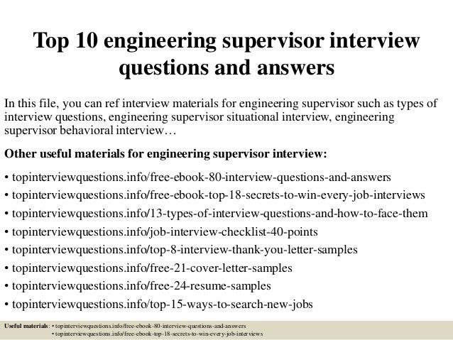 Top 10 engineering supervisor interview 