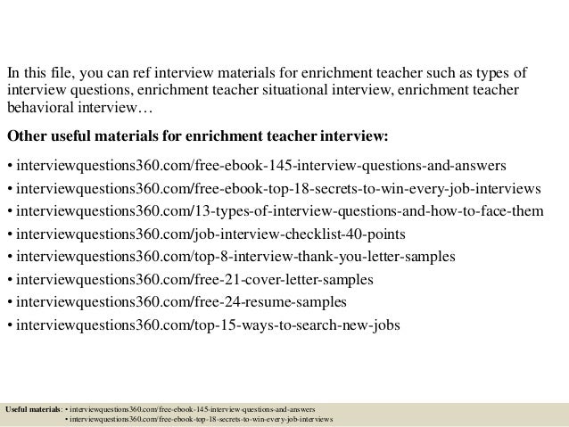 enrichment teacher interview questions