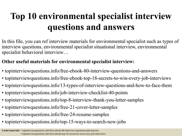 Top 10 Environmental Specialist Interview Questions And Answers Ppt Top 10 Environmental Specialist Interview Questions And Answers Ppt