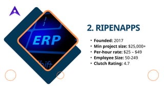 2. RIPENAPPS
• Founded: 2017
• Min project size: $25,000+
• Per-hour rate: $25 – $49
• Employee Size: 50-249
• Clutch Rating: 4.7
 