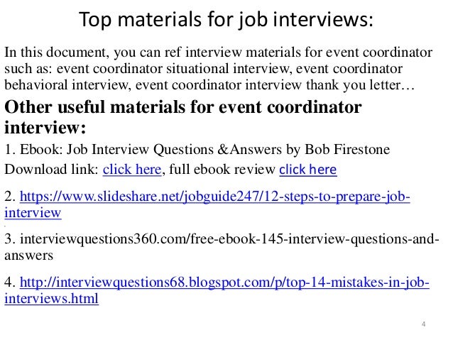 event planning interview questions