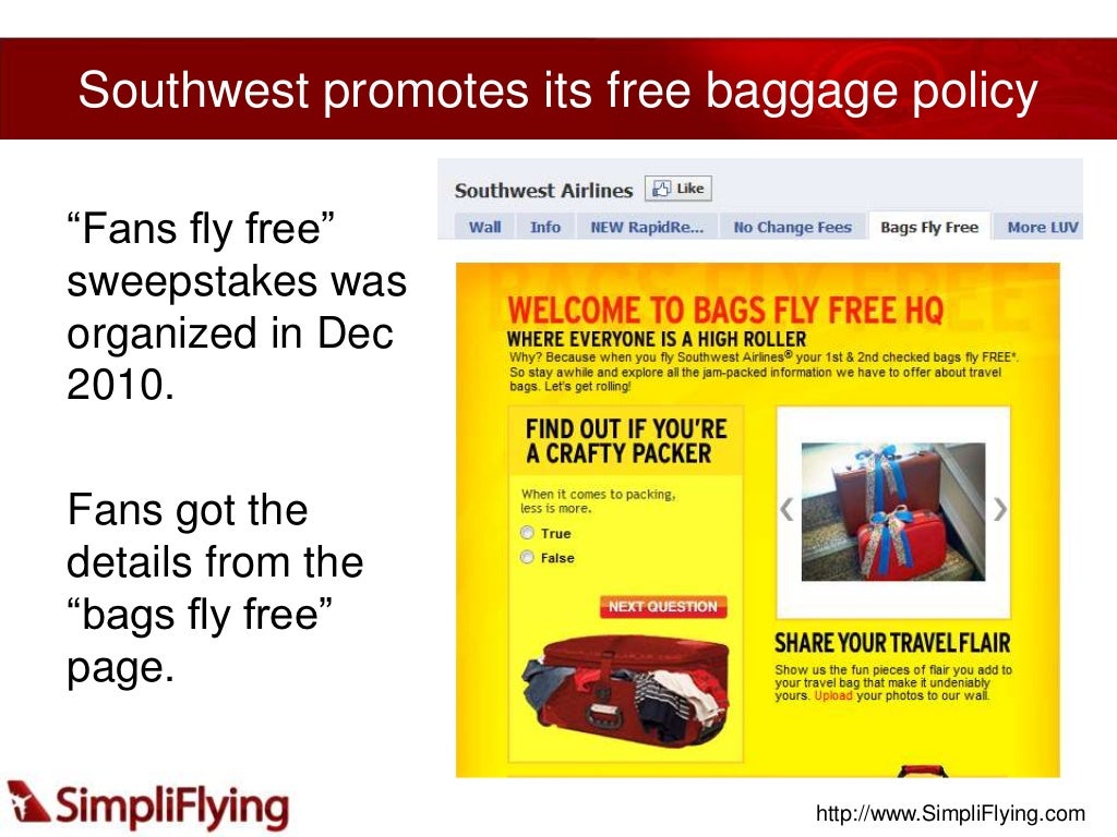 Southwest promotes its free baggage