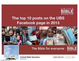 The top 10 posts on the UBS
Facebook page in 2013

Thursday, 28 November 13

 