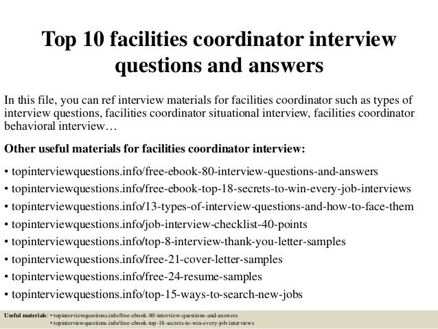 facilities coordinator resume