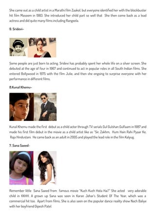 Saeed Rahi Top 10 famous bollywood child actors and what they look like now | PDF