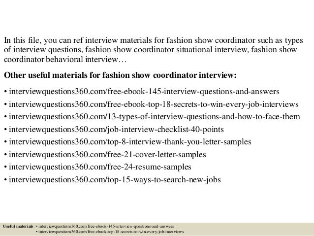 Top 10 Fashion Show Coordinator Interview Questions And Answers