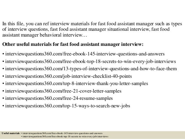 top 10 fast food assistant manager interview questions and answers interview question for assistant manager