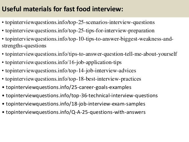 Fast Food Job Interview Questions And Answers Fast Food Job Interview Questions And Answers